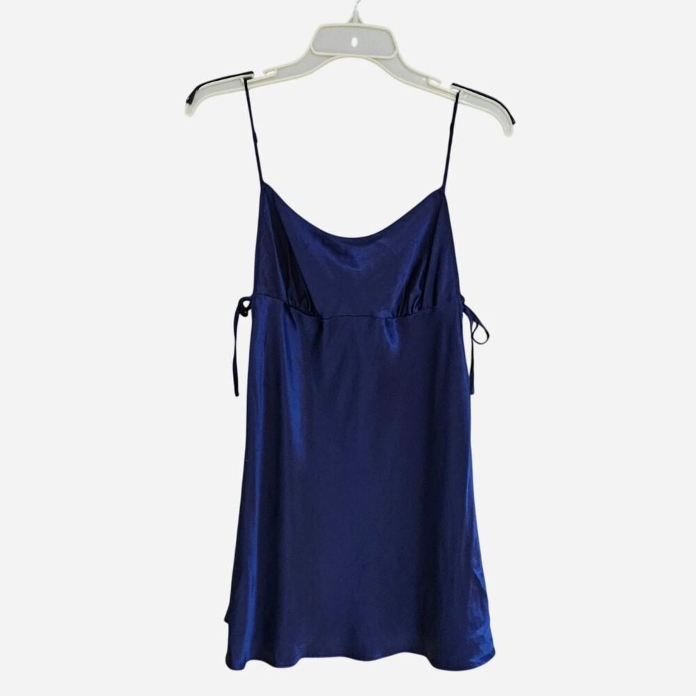 vintage whimsigoth boho navy silk victoria's secret slip with side ties
